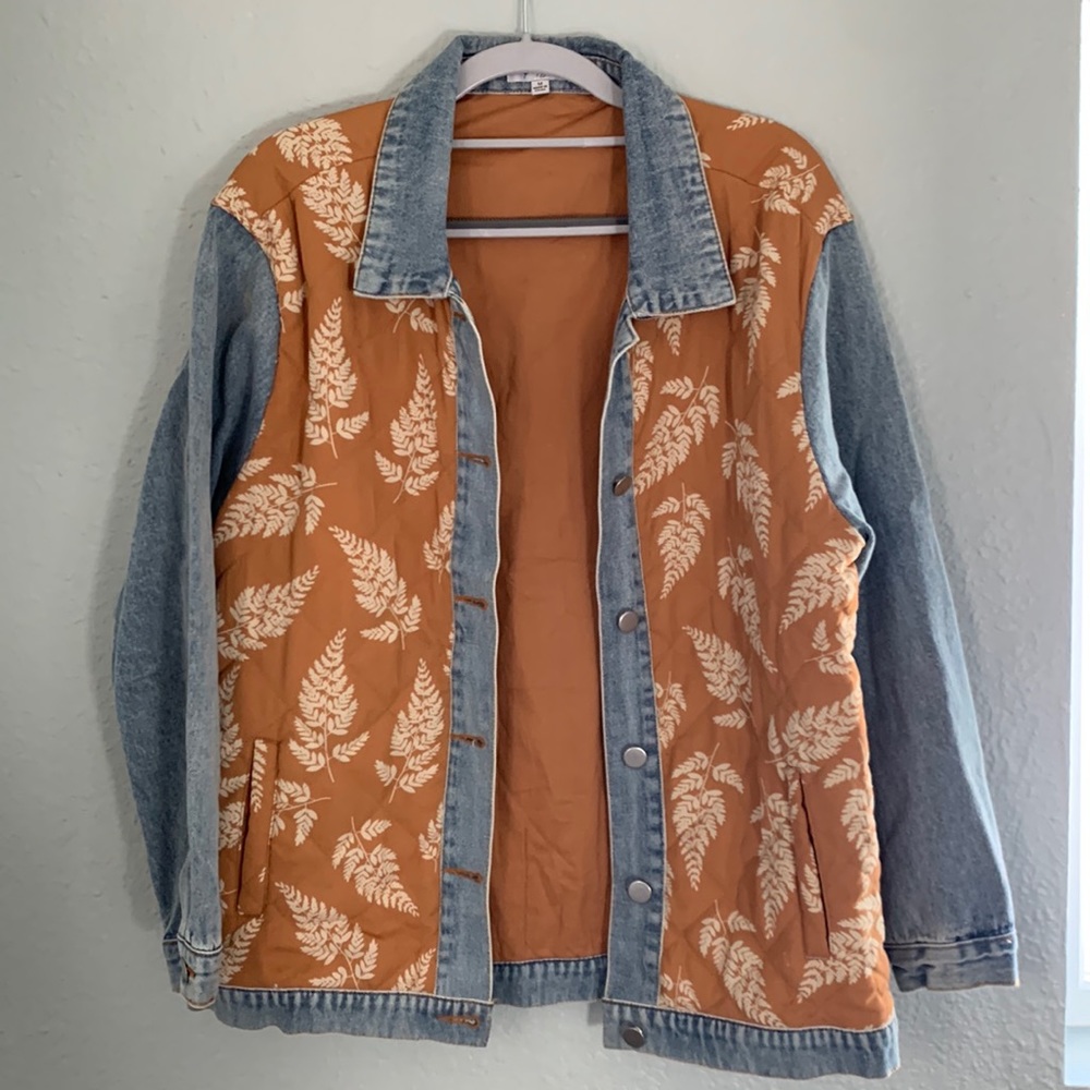 Fern Print Quilted Denim Jacket